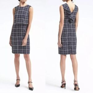 Banana Republic Light Gray Plaid Tiered Sheath Dress-Crop Top-Pencil Skirt-Sz 6